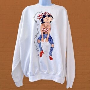 BETTY BOOP Vintage 90s Rare Sassy Glitter Rockabilly Crewneck Sweatshirt size XL